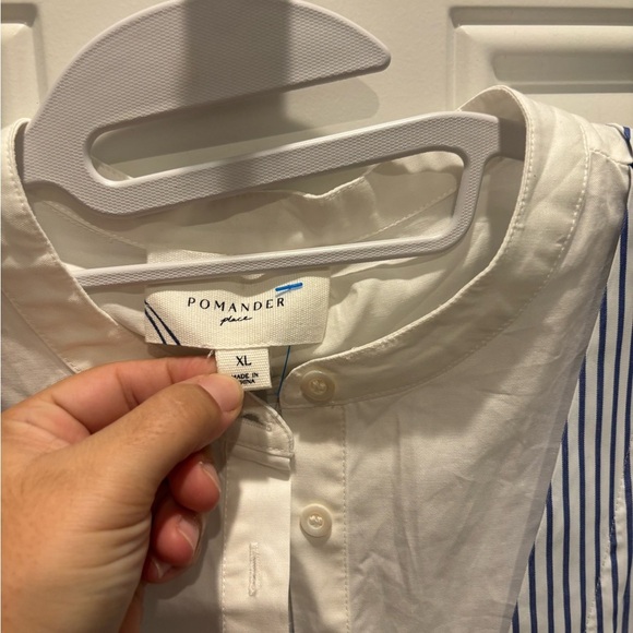 POMANDER PLACE Tuckernuck Blue White Striped Lottie Dress XLarge - Picture 5 of 6